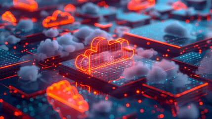 Poster -  scalability in action with an image of cloud resources dynamically scaling up or down to meet fluctuating demand.
