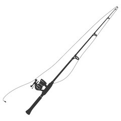 Wall Mural - silhouette fishing rod black color only