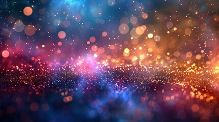 Canvas Print - Colorful glowing particles with blue background