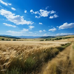 Wall Mural - A golden wheat field on a sunny day