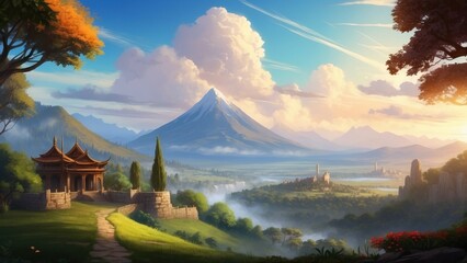 Wall Mural - Game concept: ancient fantasy land