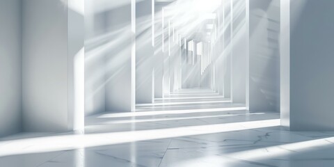 Poster - Futuristic empty corridor illuminated by sunlight