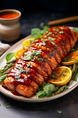 Wall Mural - Barbecued Salmon with Orange Glaze