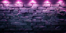 Grunge Brick Wall Texture With Glowing Purple Spotlights