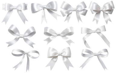 Wall Mural - set of white ribbon bows on a transparent background