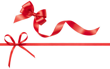 Wall Mural - set of red ribbon bows on a transparent background