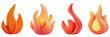 © gunzexx png and bg - PNG flame 3d icons and objects collection, in cartoon style minimal on transparent, white background, isolate