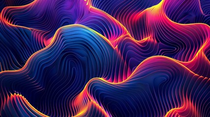 Wall Mural - Vibrant digital waves in a neon dance awesome