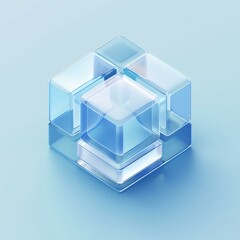 Wall Mural - 3D Illustration of Blue Glass Cubes