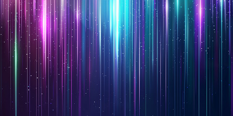 Abstract futuristic background with neon light lines and glowing vertical strips on dark purple background, Generative AI