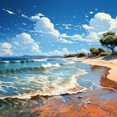 Wall Mural - Beach Scenery Illustration