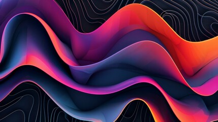 Wall Mural - Vibrant waves of digital silk in a dance of color awesome