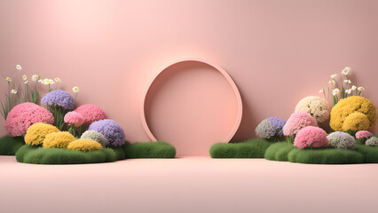 Wall Mural - A pink wall with a large circle in the middle