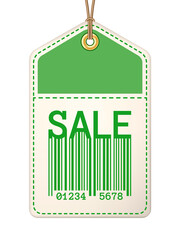 Wall Mural - sale tag with barcode on a string. retro design with typography elements. png clipart isolated on tr