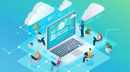 Wall Mural -  cloud-based collaboration tools and platforms, enabling remote teams to communicate, share, and collaborate in real time from anywhere in the world.