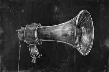 Aufkleber - Simple black and white illustration of a megaphone. Suitable for various design projects