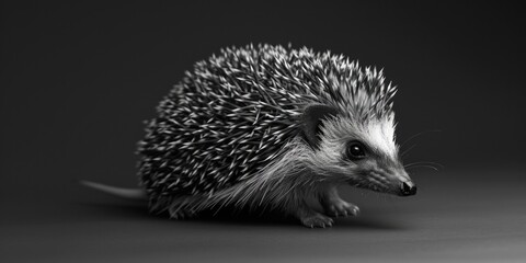 Aufkleber - Black and white photo of a hedgehog, suitable for various design projects