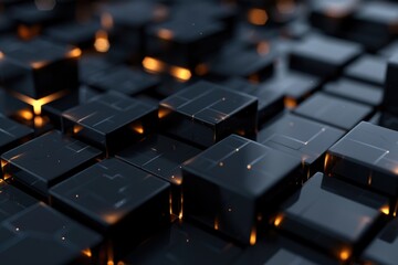 Poster - Close up view of black cubes, suitable for abstract backgrounds