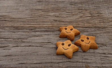 Cookies on wooden table.