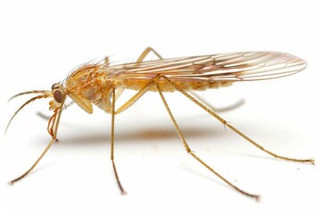 Poster - Detailed view of a mosquito on a white background. Suitable for educational purposes