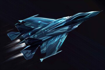 Wall Mural - sleek futuristic fighter jet concept advanced military aircraft design aerospace technology illustration