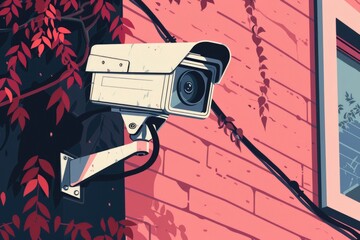 Poster - Surveillance camera on building exterior, perfect for security concepts