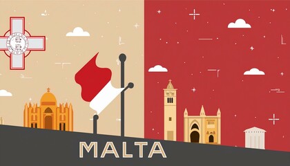 Wall Mural - malta flag ai generated