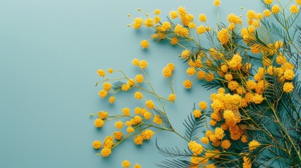 Aufkleber - Bright yellow flowers on a vibrant blue background. Perfect for spring or nature-themed designs