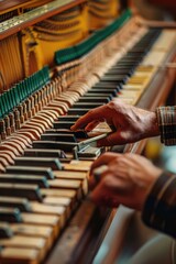 Poster - Close up of a person playing a piano, suitable for music related designs