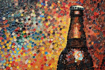 Sticker - A painting of a beer bottle on a table. Suitable for beverage or bar-themed designs