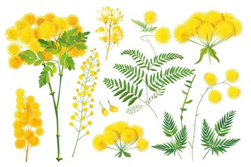 Poster - Bright yellow flowers against a clean white backdrop, suitable for various design projects