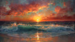November Coastal Sunrise at Windansea Beach,
Sunset reflections on a calm ocean horizon the suns colors blur into the water

