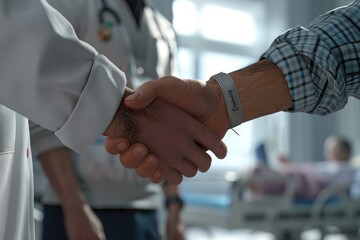 Poster - A close-up image of two people shaking hands. Suitable for business concepts