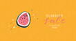 Summer sale, advertising banner with hand drawn watermelon. Gouache drawn summer design elements. Vector illustration