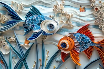Poster - Close up of a paper fish, suitable for various design projects