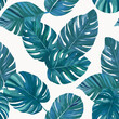 Seamless pattern with green tropical leaves. Botanical pattern, monstera plant. Perfect for textiles and art projects. Vector illustration.