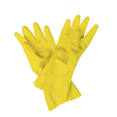 yellow rubber cleaning gloves