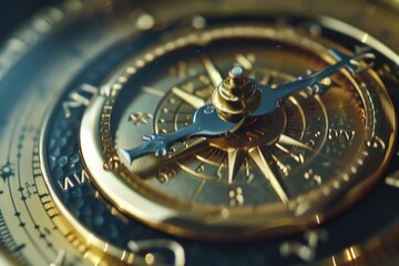 Poster - Detailed view of a gold and black clock, perfect for time management concepts