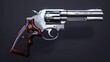 © Fotograf - A silver revolver with a wooden handle on a black background. Ideal for crime or detective themed projects