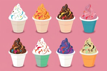 Poster - Various flavors of ice cream in different cones. Perfect for summer menus