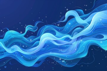 Aufkleber - A calming blue background with gentle waves and floating bubbles. Suitable for various design projects
