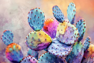Poster - Detailed close up of a cactus plant with a blurred background. Suitable for botanical and desert-themed designs