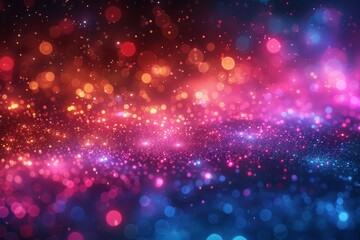 Poster - This image captures a digital bokeh effect with particles in reds and purples, symbolizing digital connectivity