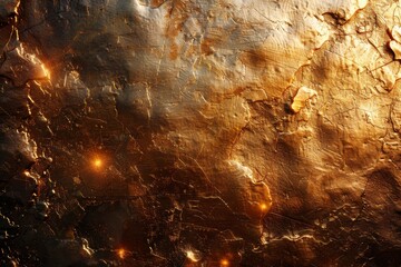 Poster - Warm sunset light casting over an irregular rugged gold texture creating a dramatic effect
