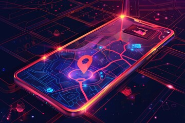 Poster - A cell phone displaying a map, useful for navigation
