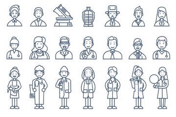 Poster - A group of people with various professions. Suitable for business and diversity concepts