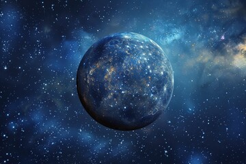 Aufkleber - A mesmerizing image of a blue planet in the middle of a galaxy. Perfect for science fiction or space exploration concepts