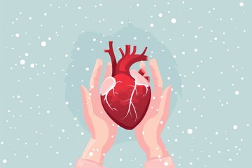Poster - A person holding a heart in their hands. Suitable for medical, love, or Valentine's Day concepts