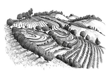 Poster - Simple black and white landscape drawing, versatile for various projects