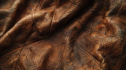 Poster - Detailed close up of brown leather material. Suitable for backgrounds or textures